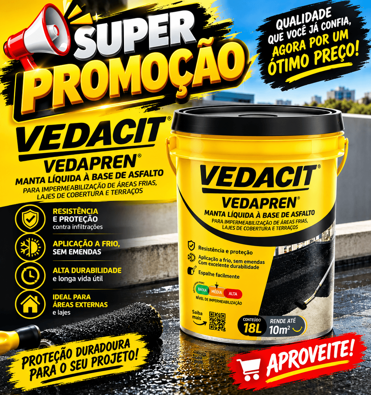 Vedacit manta líquida 3,6 L à base de asfalto